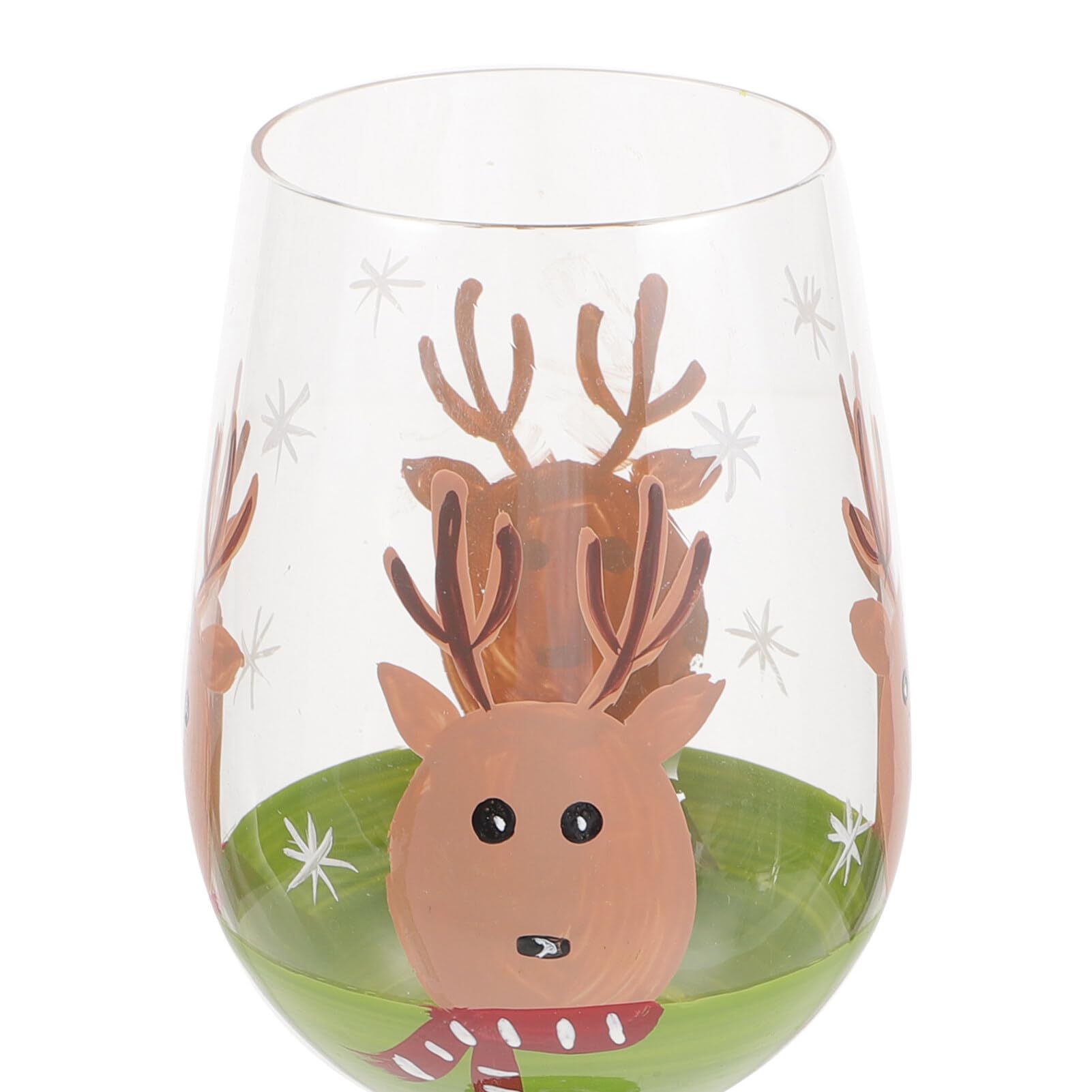 Yardwe Christmas Wine Glass Christmas Wine Glasses with Stem Reindeer Cocktail Goblets Cups Holiday Glassware Xmas Party Drinking Goblets for Birthday Wedding Santa Goblet