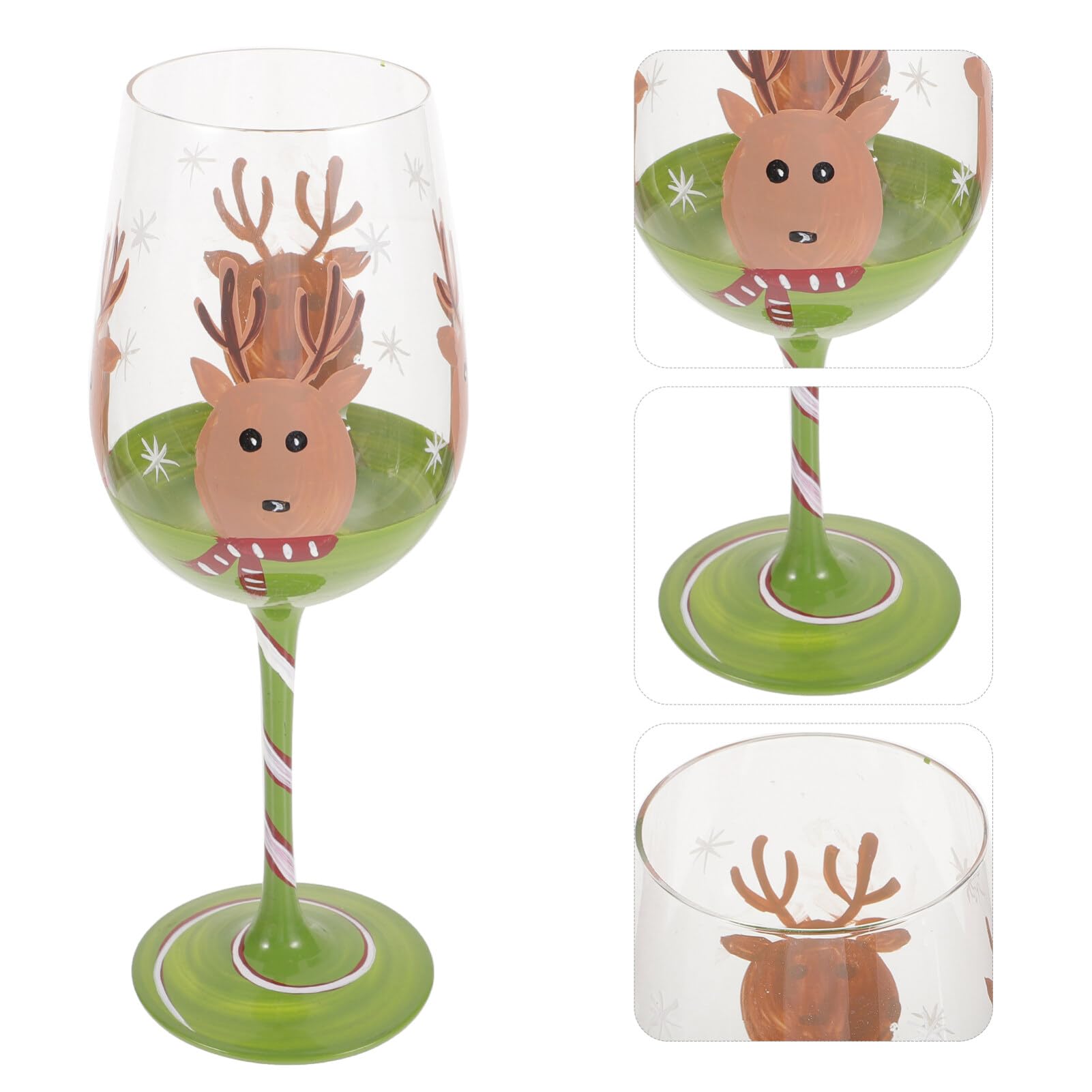 Yardwe Christmas Wine Glass Christmas Wine Glasses with Stem Reindeer Cocktail Goblets Cups Holiday Glassware Xmas Party Drinking Goblets for Birthday Wedding Santa Goblet