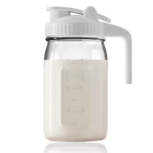 ford & row- breast milk pitcher white 32 oz- formula pitcher for breastmilk storage container for fridge- breastmilk pitcher- mason jar pour spout lid- formula mixing pitcher- mason jar pitcher