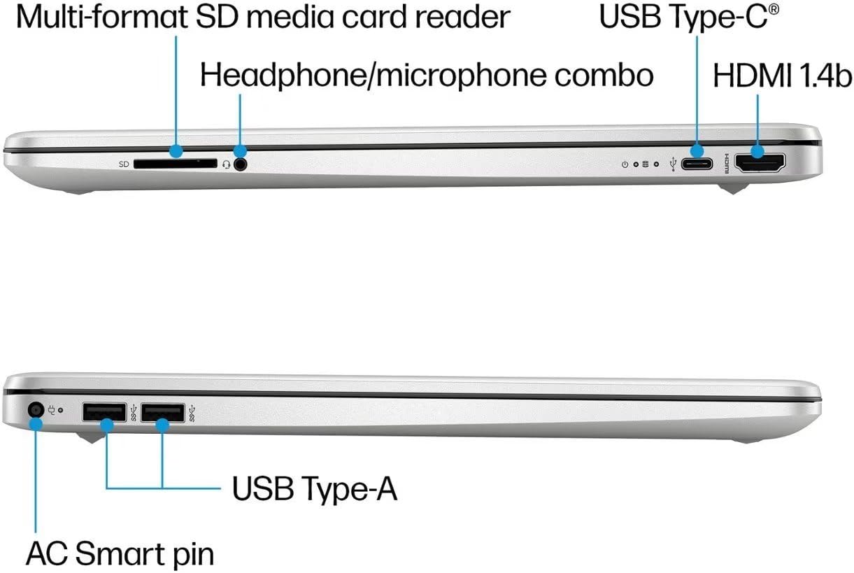 HP 15.6" HD Laptop, AMD Ryzen 3-5300U Processor, 8GB RAM, 256GB SSD, Windows 11 Home, Long-Lasting Battery, Fast Charge, ABYS HDMI Cable