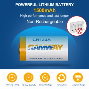 CR123A 3V Lithium Battery 12 Pack, CR123 Lithium Battery, 3 Volt 123A Lithium Batteries, 10 Years Shelf Life Long-Lasting 123 Lithium Batteries for Home Safety Security Devices, Camera, Flashlight