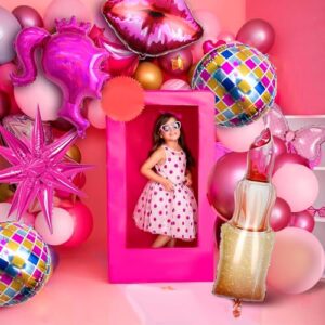17 PCS Hot Pink Princess Foil Balloon Girl Head Balloons for Pink Princess Doll Theme Party Decorations Photo Booth Backdrop Little Girl Adult Baby Shower Bachelorette Makeup Birthday Supply