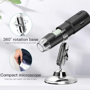 Wireless Digital Microscope 50X-1000X, WiFi Portable Handheld Mini USB Microscope Camera Magnifier for Phone & Computer, for Scalp Electronic Circuit Board