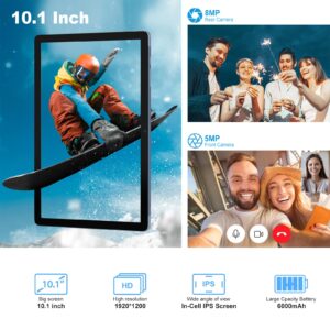 Wielio Android 12 Tablet PC 10 inch, 6GB+128GB Tablet, 1TB Expand 8 Core Android Tablets, 2.4G/5G WiFi, 1920 * 1200 IPS, 6000mAh Fast Charge, Bluetooth 5.0, GPS, Dual Camera, Parent Control