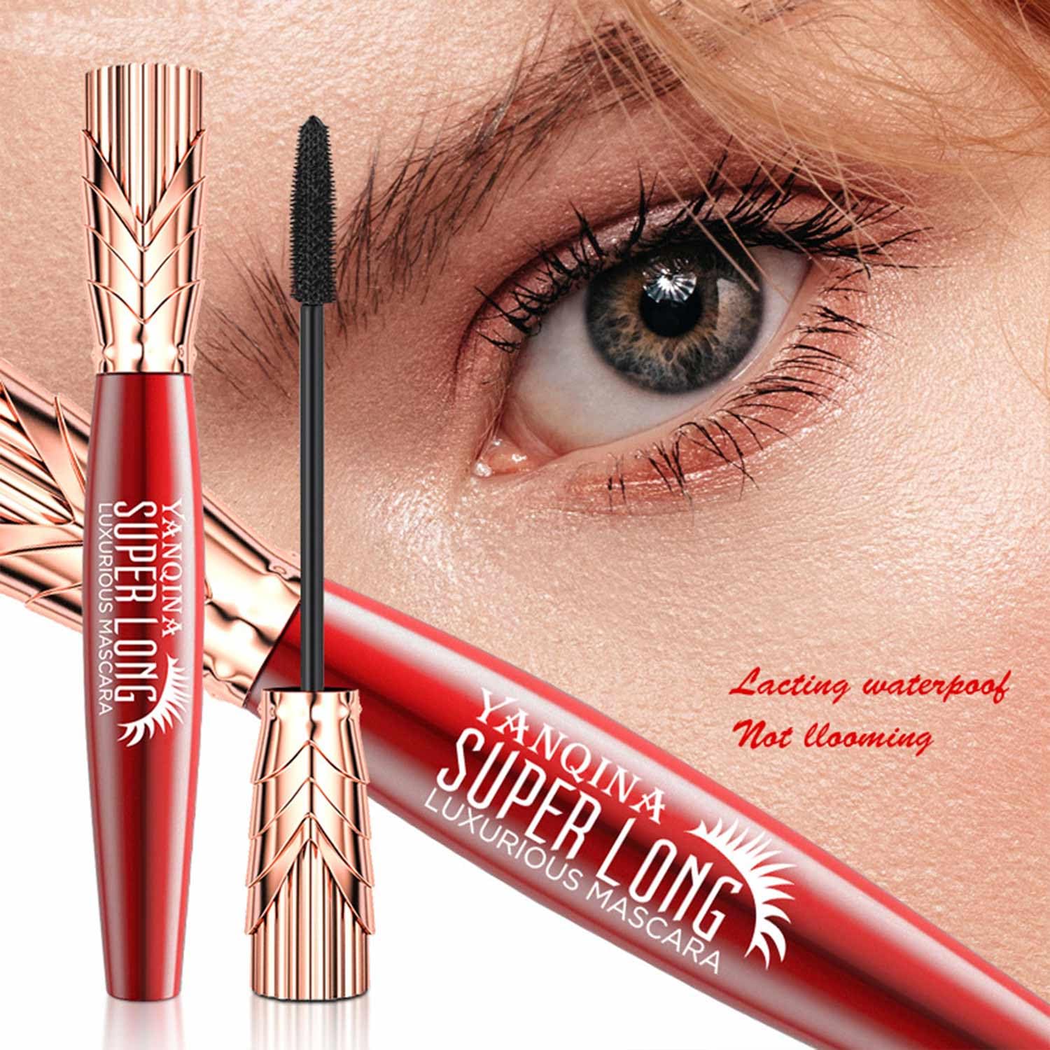 Super Long Mascara, 4d Waterproof And Sweat Proof Mascara, Super Long Luxurious Mascara, Stereo Lengthening Mascara,Yanquina Drying And Not Sticky Mascara For Women