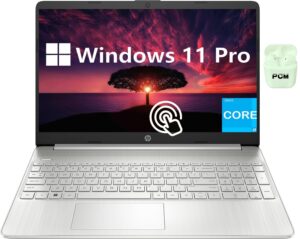 hp touchscreen laptop, 15.6 inch fhd business laptop, intel i7-1165g7, 32gb ram, 1tb ssd, windows 11 pro, 10 number key, silver, pcm
