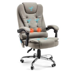yodolla executive office chair with 7 points massage&heat function, high back office chair w/footrest reclining swivel home office chair, fabric, light grey