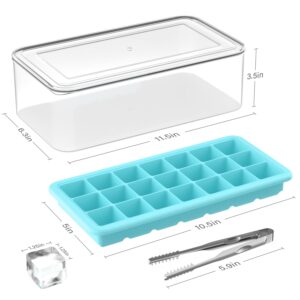 GGOW Ice Cube Tray with Lid and Bin: Stackable Covered Ice Cube Maker for Freezer - Easy Release Flexible Ice Trays Making 1.25inch Ice Cubes - 2Pack Removable Lidded Ice Cube Freezing Tray