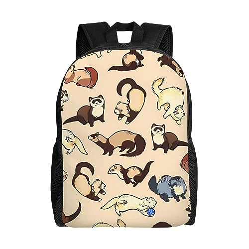 VTCTOASY Hairy Ferret Print Backpack Waterproof Lightweight Casual Daypack Cute Travel Laptop Bag For Men Women