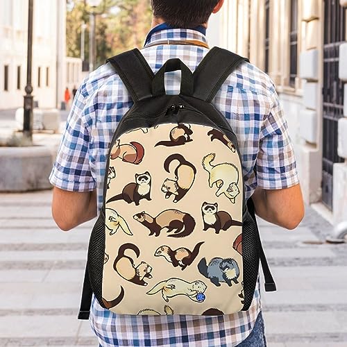 VTCTOASY Hairy Ferret Print Backpack Waterproof Lightweight Casual Daypack Cute Travel Laptop Bag For Men Women