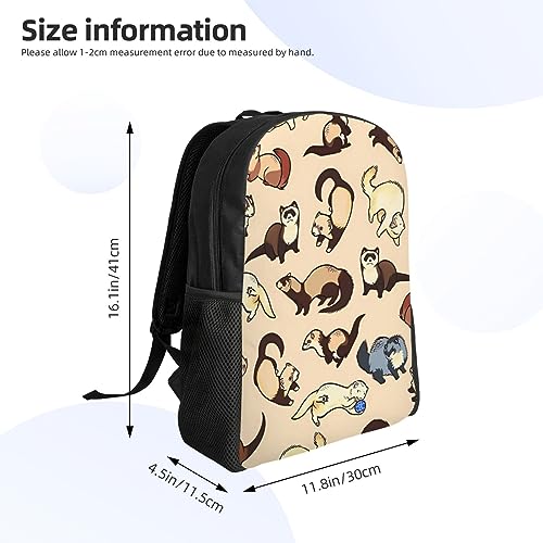 VTCTOASY Hairy Ferret Print Backpack Waterproof Lightweight Casual Daypack Cute Travel Laptop Bag For Men Women