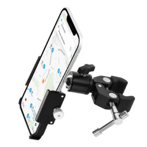 codyofwatar phone holder with clamp for golf cart, all metal universal phone holder handlebar mount clamp for golf, stroller, bicycle, bike, wheelchair