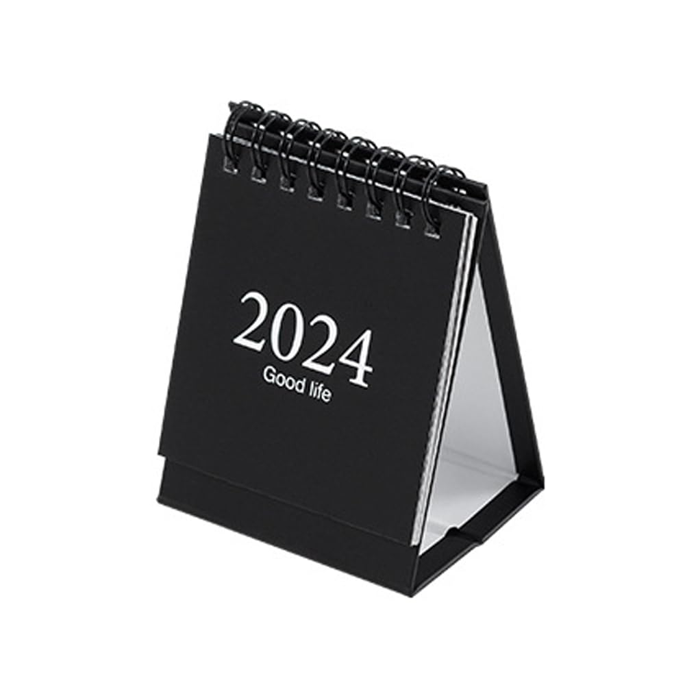 Mini Desk Calendar 2023-2024 Monthly Daily Small Standing Flip Calendar with Stickers for Planning Organizing Daily Scheduler(Black)