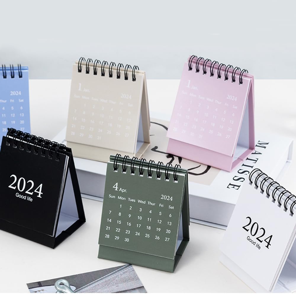 Mini Desk Calendar 2023-2024 Monthly Daily Small Standing Flip Calendar with Stickers for Planning Organizing Daily Scheduler(Black)