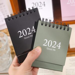 Mini Desk Calendar 2023-2024 Monthly Daily Small Standing Flip Calendar with Stickers for Planning Organizing Daily Scheduler(Black)