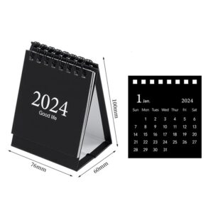 Mini Desk Calendar 2023-2024 Monthly Daily Small Standing Flip Calendar with Stickers for Planning Organizing Daily Scheduler(Black)