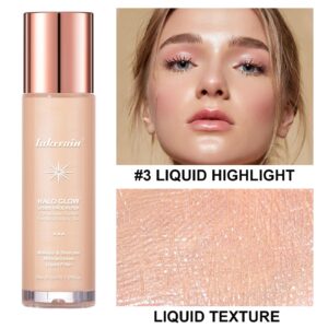 Natural Glow Liquid Filter Makeup, Longwear Face Luminizer, Complexion Booster For Any Part of the Body, Liquid Highlighter with Brush Kit, Infused Hyaluronic Acid, 1.06 fl oz (#03 LIGHT/MEDIUM)