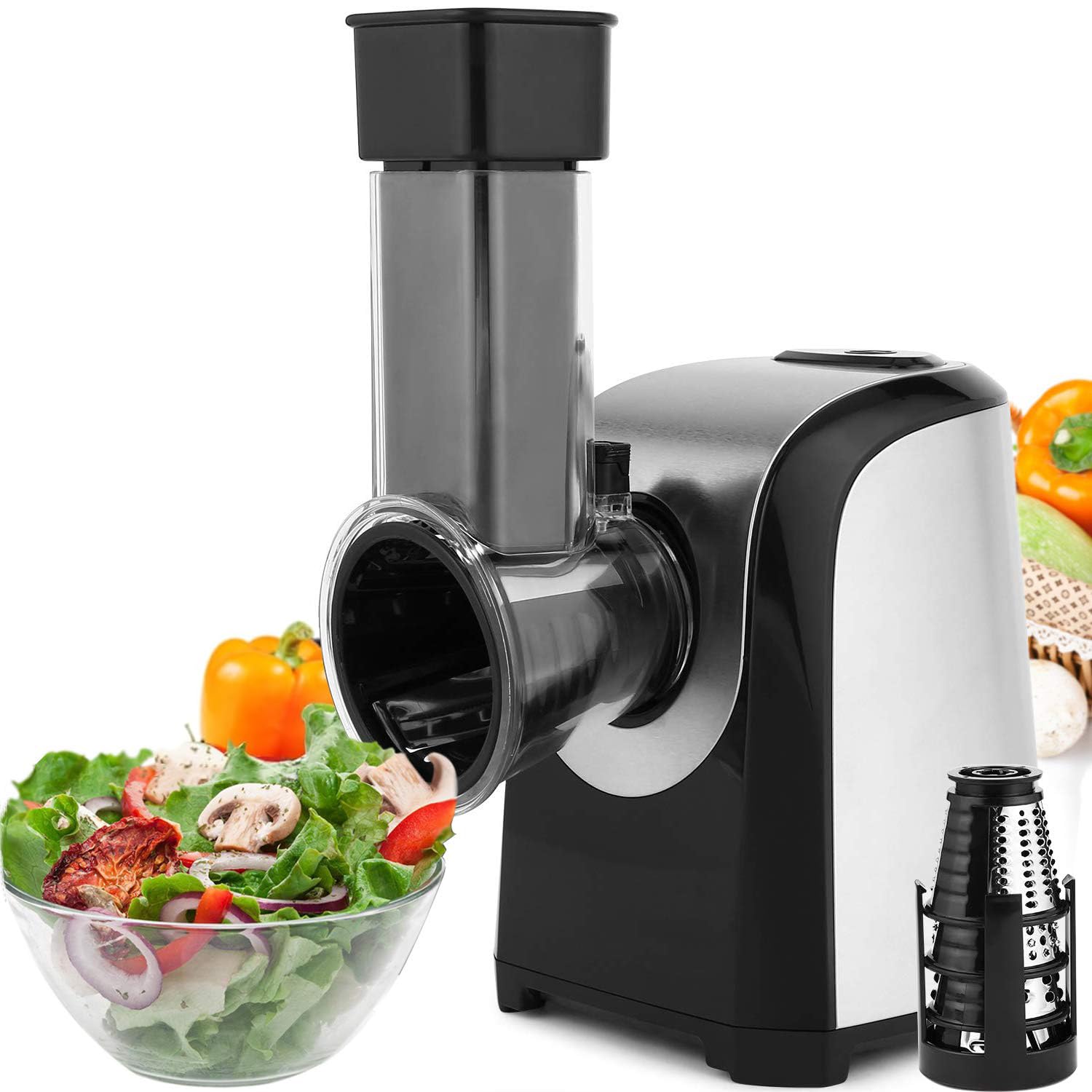 Electric Vegetable Graters Professional Salad Maker, Electric Slicer Shredder Graters for Kitchen, Gratersr/Chopper/Salad/Shooter, Electric Salad Machine for Vegetables Carrot Cheese