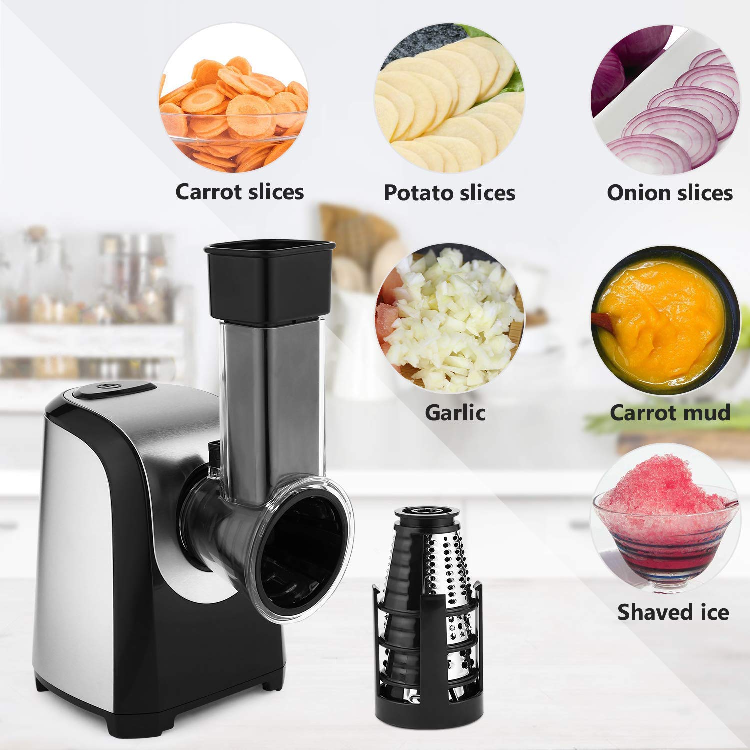 Electric Vegetable Graters Professional Salad Maker, Electric Slicer Shredder Graters for Kitchen, Gratersr/Chopper/Salad/Shooter, Electric Salad Machine for Vegetables Carrot Cheese