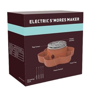 Electric S'mores Maker Tabletop Indoor, Flameless Marshmallow Roaster, Smores Kit with 6 Compartment Trays and 4 Forks, Housewarming Gifts for New House