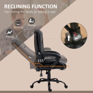 Vinsetto 6-Point Vibration Massage Office Chair, Reclining PU Leather Desk Chair with Adjustable Height - Black