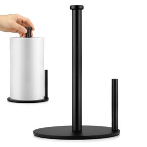 black paper towel holder, countertop paper towel holder, steady paper roll holder, weighted paper towel stand for kitchen bathroom