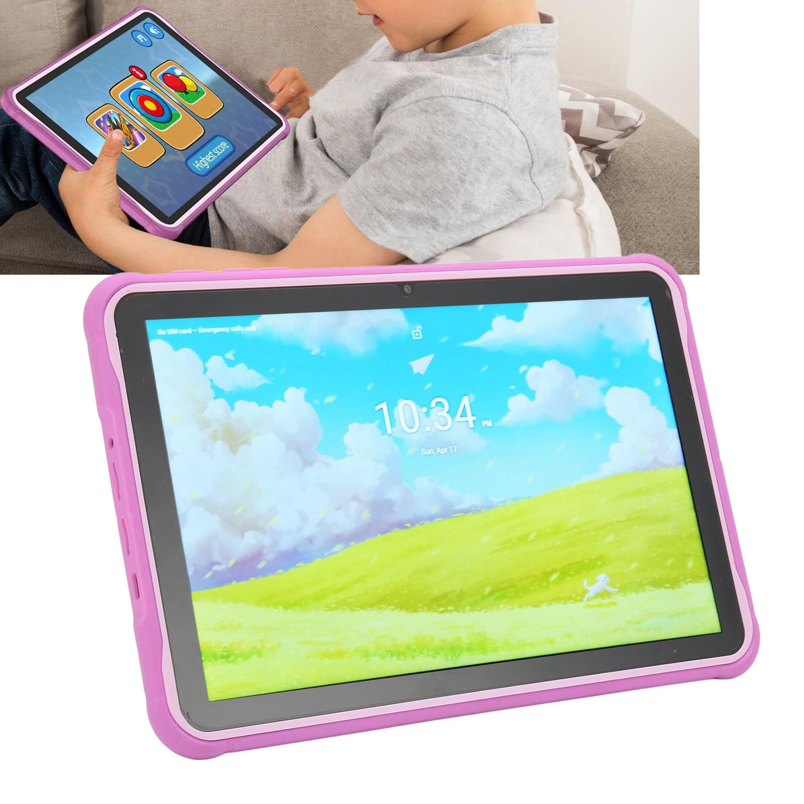 Zyyini 10 Inch Kids Tablet 2GB RAM 32GB ROM Quad Core HD IPS Screen 8MP Rear Camera WiFiParental Control Educational (US Plug 100‑240V)