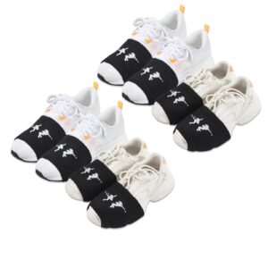 YAVOUN Socks for Dancing - 4 Pairs, Wearing Dance Socks on Shoes, Easy pivoting and Sliding on Sticky Indoor Dance Floors (Blak+white)