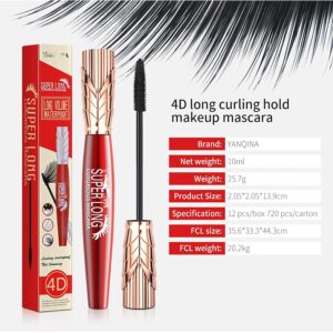 Yanquina Mascara, Yanqina Super Long Mascara, 4d Waterproof and Sweat Proof Mascara-Super Long Luxurious Mascara, Stereo Lengthening Mascara, (1pcs)