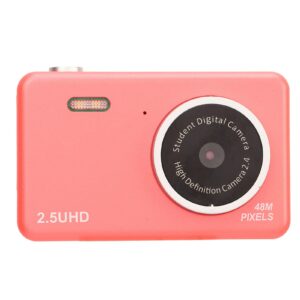 compact cute dual lens digital camera, 2.5k hd selfie camera with 8x zoom for students (pink)