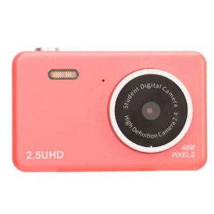 Compact Cute Dual Lens Digital Camera, 2.5K HD Selfie Camera with 8X Zoom for Students (Pink)