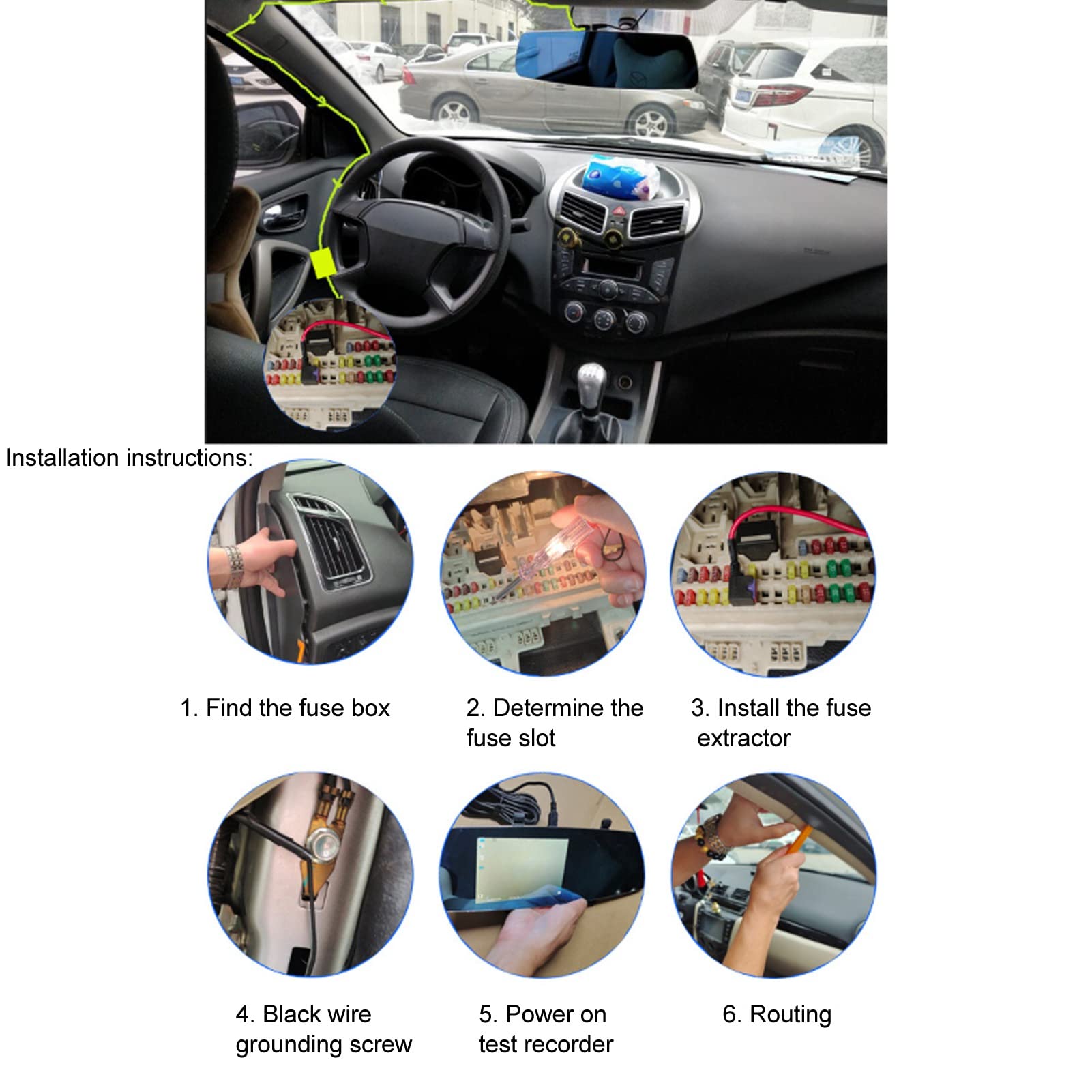 Cam Hardwire Kit with Overheating Protection for Mirror Cam GPS Radar Detector - Secure and Reliable Power Connection (Type C)