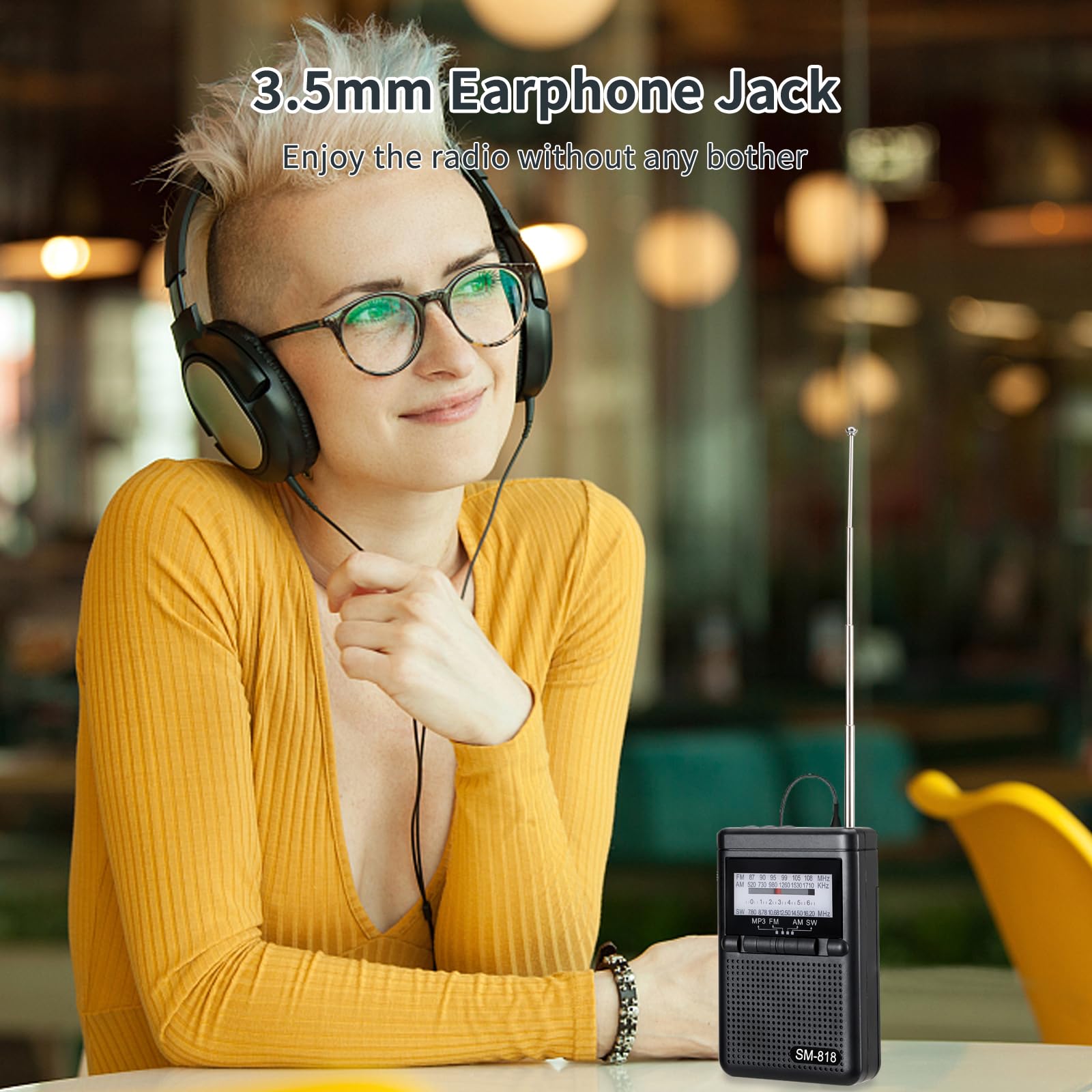 SEMIER Personal AM FM SW Pocket Radio Portable, Shortwave Walkman Transistor Radio with Best Reception, Support TF Card USB, 1200 mAh Rechargeable Battery and Stereo Earphone Jack for Jogging, Walking