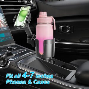 Jkapy Cup Holder Phone Mount for Car,2 in 1 Cup Holder Expander for Car with 360°Rotation Long Arm Phone Holder Cell Phone Holder for Car Compatible with All Smartphones