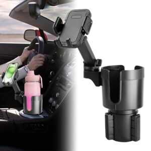 Jkapy Cup Holder Phone Mount for Car,2 in 1 Cup Holder Expander for Car with 360°Rotation Long Arm Phone Holder Cell Phone Holder for Car Compatible with All Smartphones