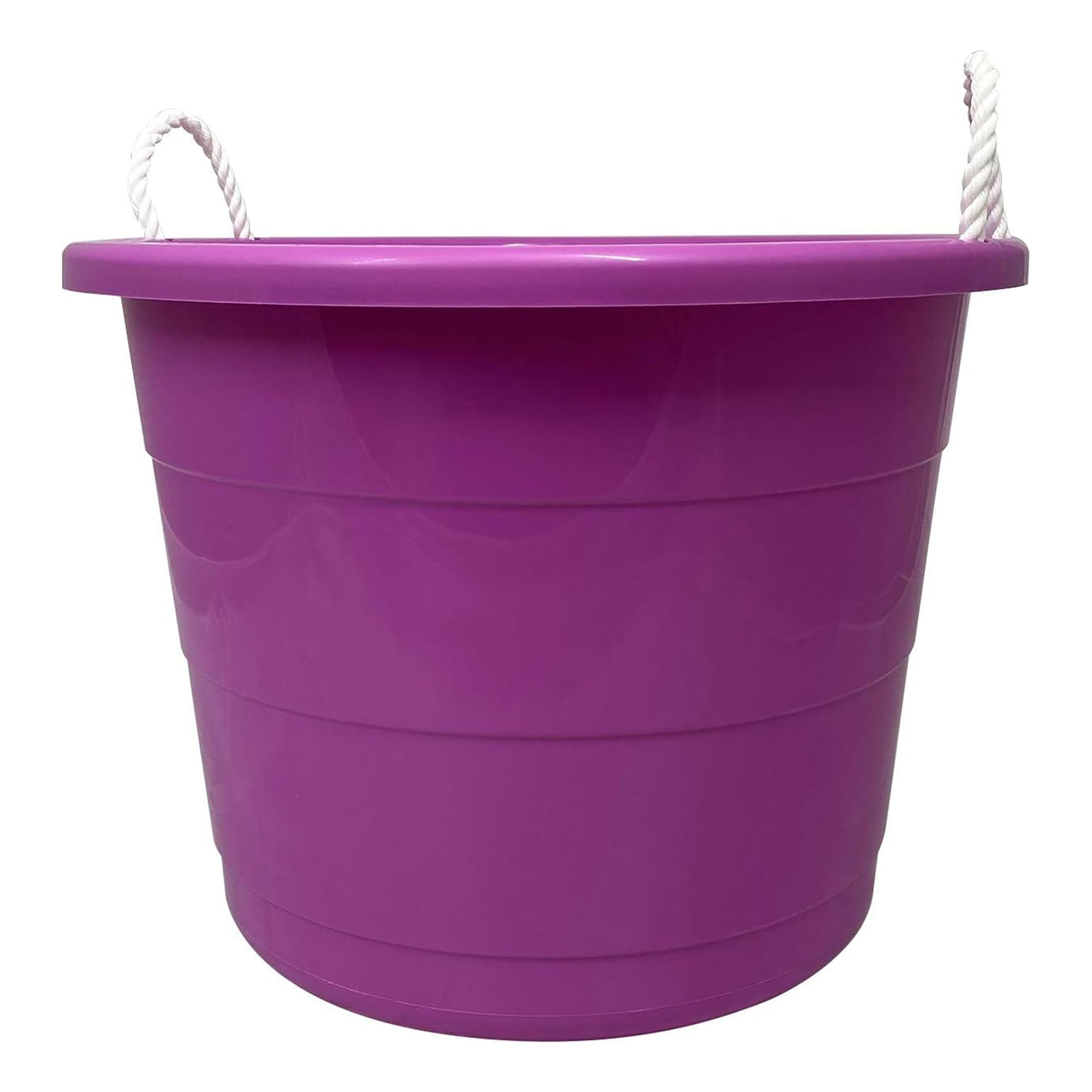 Homz 17-Gallon Indoor Outdoor Storage Bucket with Rope Handles for Sports Equipment, Party Cooler, Gardening, Toys and Laundry, Orchid Purple (4 Pack)