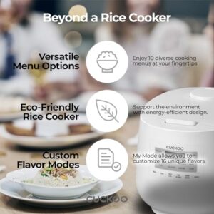 CUCKOO 6-Cup / 1.5 Qt. (Uncooked) Micom Rice Cooker and Warmer, Steamer basket, 11 Operating Modes: White Rice, Brown Rice & More, Nonstick Inner Pot, Made in Korea, Small Rice Cooker, Multi Cooker, CR-0641F