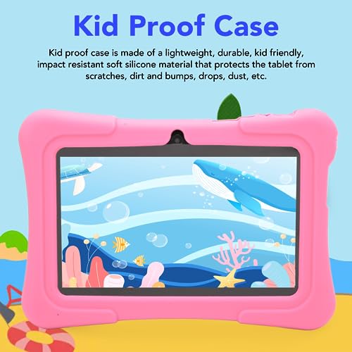 Cute Kids Tablet, 100‑240V 3000mAh Battery 32GB ROM Quad Core WiFi Dual Camera 7 Inch Children Tablet Touch Screen for Android 10.0 for Boys (US Plug)