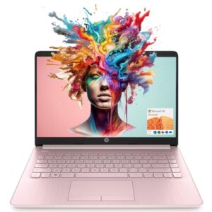 hp portable laptop (include 1 year microsoft 365), 14’’ hd display, 16gb ram, 64gb emmc, intel quad-core n4120, student and business, webcam, hdmi, wi-fi, rj-45, windows 11 home, pink