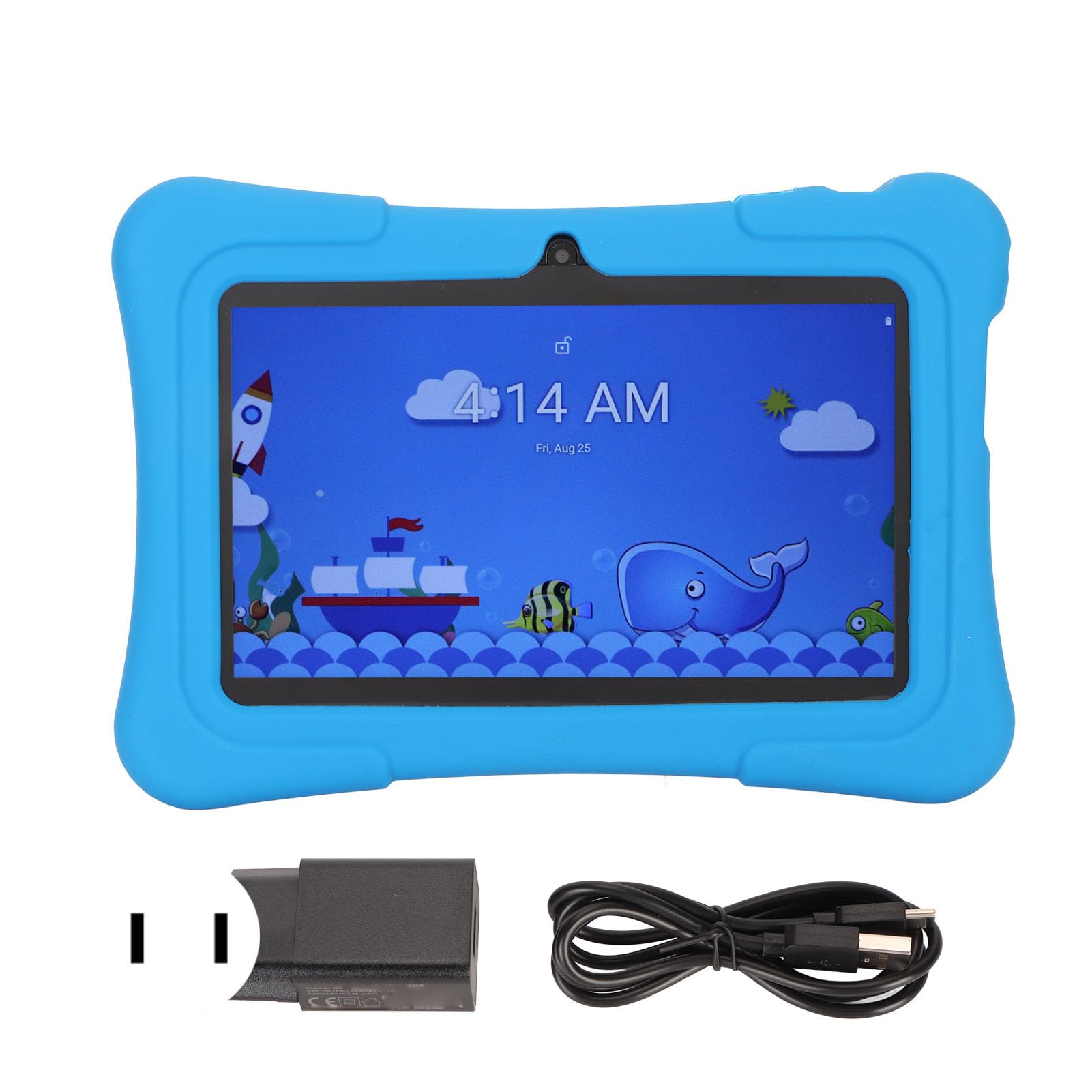 Kids Tablet, 7 Inch Kids Tablet Quad Core Childproof Case Dual Camera with Parental Control for Gaming (US Plug)