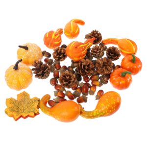 alasum 1 set fall decor party supplies halloween decorations pinesol pumpkin and maple leaf kit artificial fall acorns maple leaf photo props artificial maple leaves foam ornament autumn