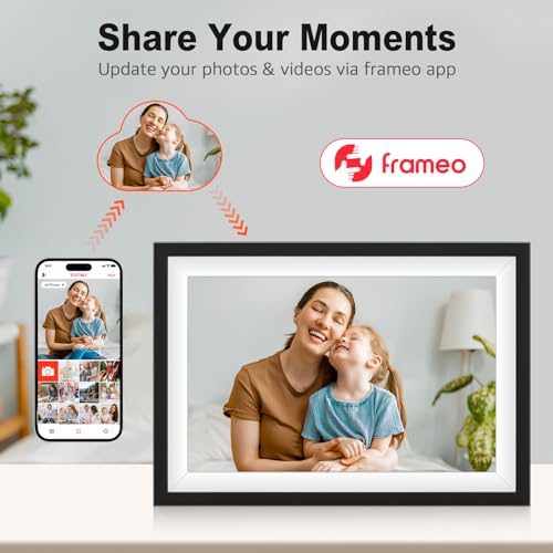 Frameo 10.1 Inch Digital Picture Frame with 1280 x 800 HD IPS Touch Screen, 64GB Large Storage and 2GB RAM WiFi Digital Photo Frame, Easy Setup, Share Moments Remotely via Frameo, Gift for Mom