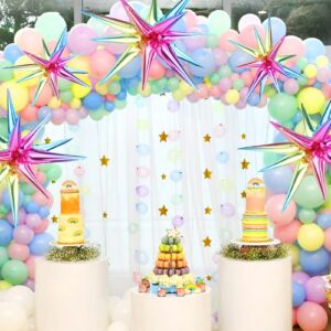 Cadeya 8 Pcs Star Balloons, Huge Gradient Colorful Explosion Star Aluminum Foil Balloons for Birthday, Baby Shower, Rainbow Party, Mermaid Party Decorations Supplies