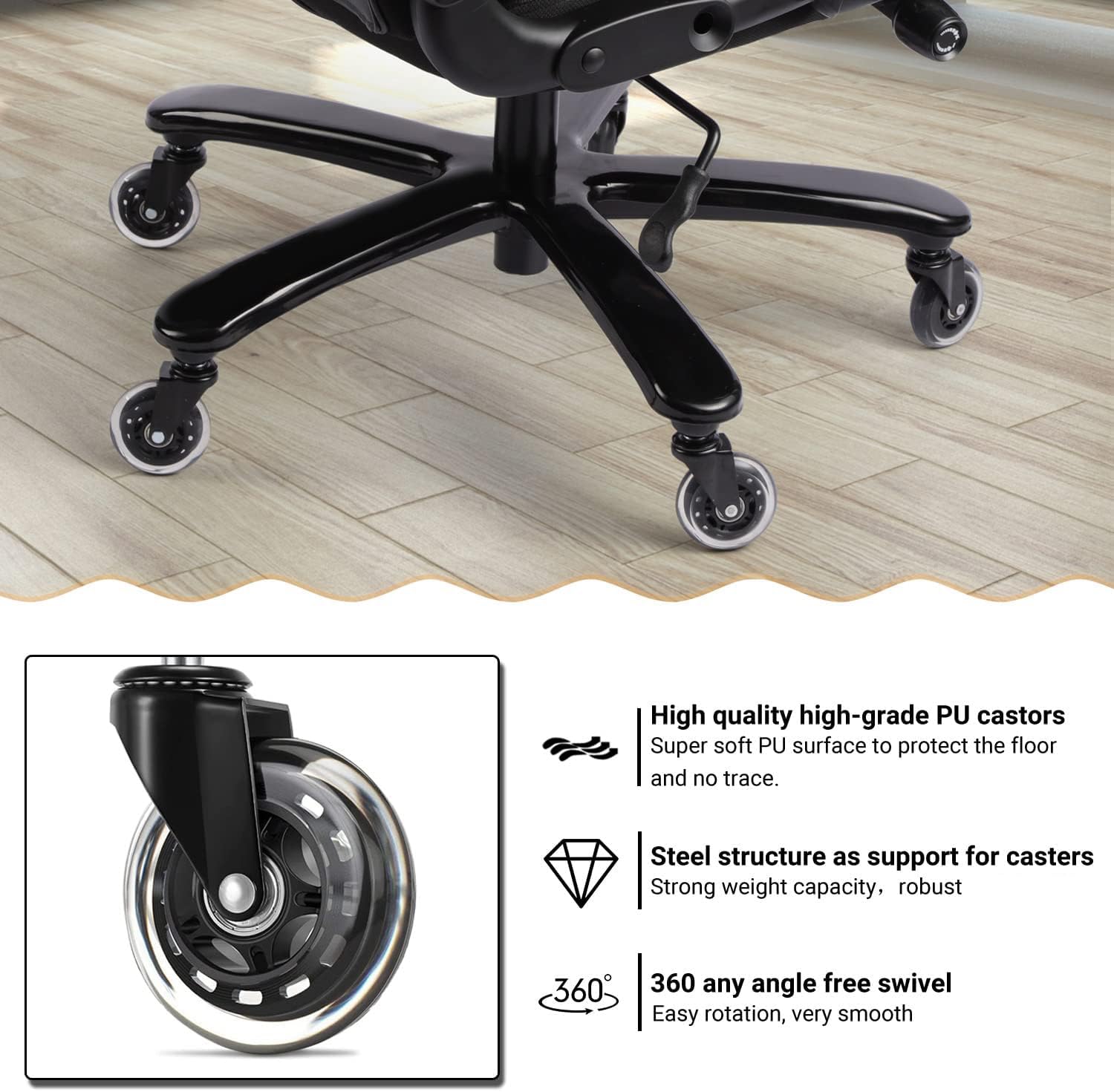 400lbs Big and Tall Office Chair Wide Spring Seat Executive Office Chair for Heavy People Adjustable Headrest Home Office Desk Chair with Heavy Duty Casters 360 Swivel High Back Computer Chair (BLACK)