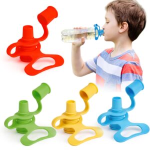 baby water bottle cap silicone bottles top spill proof spout adapter for toddlers kids and adults bpa free,pack of 4