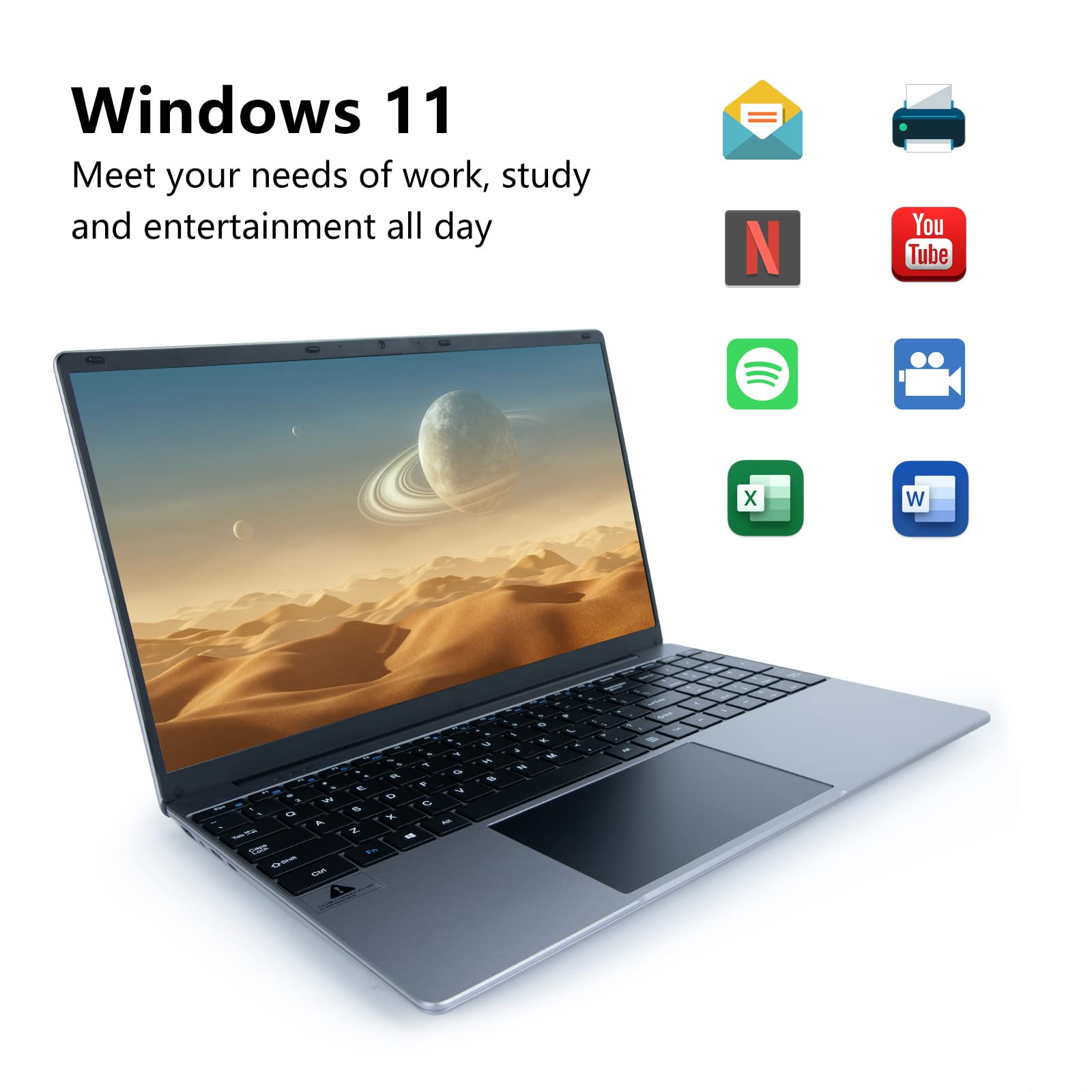 AMIAMO Laptop Computer 1080P Full HD Display High Performance Quad-Core Intel Celeron N5095 Processors 12GB DDR4 512GB SSD Windows 11 Laptop Computers