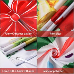 WovWeave 2 Pcs Christmas Door Cover Merry Christmas Front Door Hanging Banner 71 x 35 Inch Xmas Gifts Box and Elves Delivering Gifts Backdrop Door Cover for Holiday Indoor Outside Party Supplies