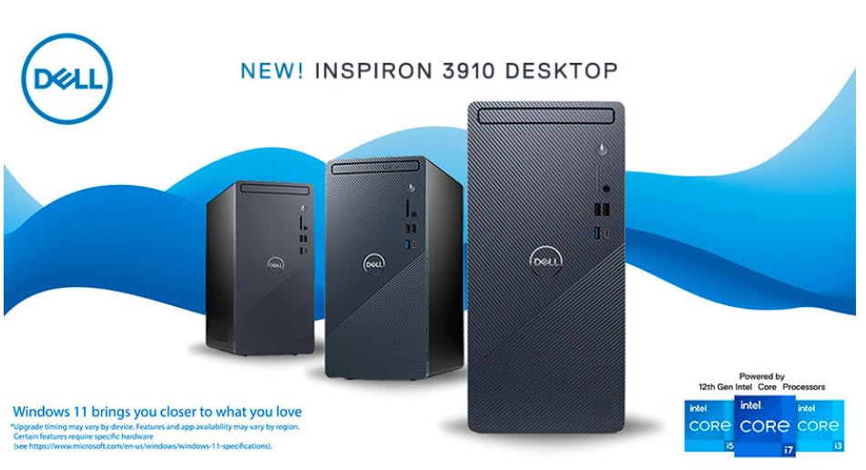 Dell Newest Inspiron 3910 Desktop PC, 12th Gen Intel Core i9-12900K Processor, 64GB DDR4 RAM, 1TB SSD + 1TB HDD, Intel UHD Graphics 730, WiFi 6, DVD, HDMI, USB-C, Windows 11 Home