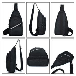 Aisijimo Sling Bag for Men,Nylon Anti-Theft Pocket,Crossbody Bags Trendy,Shoulder Backpack for Work Outdoor Traveling,Black-Pro2