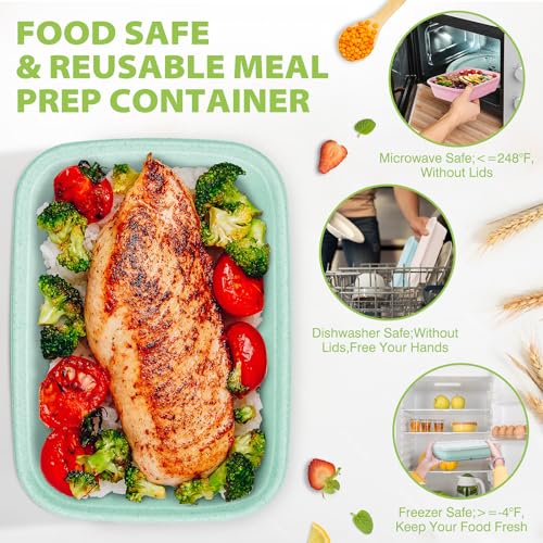 Freshmage® 33OZ Meal Prep Container Reusable,Multicolor 10 Pack Thicker Lunch Prep Food Storage Containers with Lids for Adult On-the-Go Meals,BPA-Free & Microwave Safe